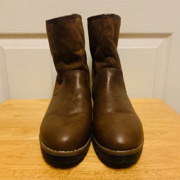 Preowned: NAUTICA BOSUN 2 Women 8.5 Low Lug Faux Leather/Suede Boots Brown - NWT - Picture 8 of 9